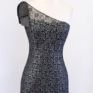 BETSEY JOHNSON VINTAGE GLITTER ONE SHOULDER SHEATH DRESS